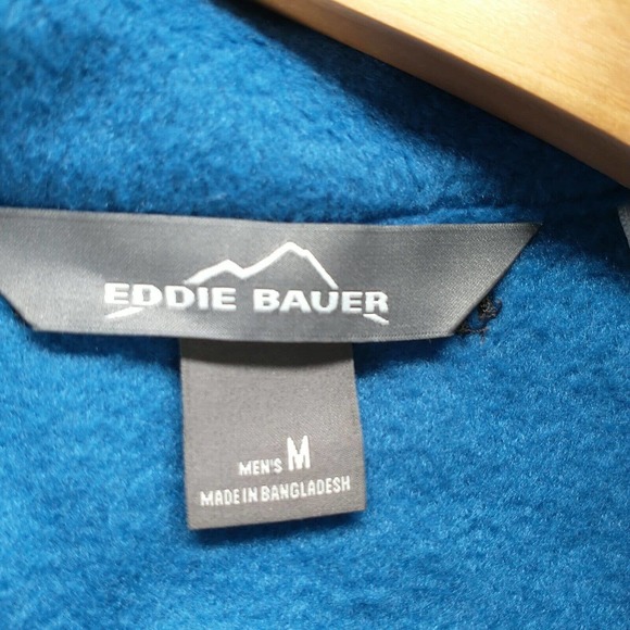 Eddie Bauer Men's Zip Up Fleece Vest Blue M Zipped Pockets Mock Neck Outdoor - Picture 9 of 13